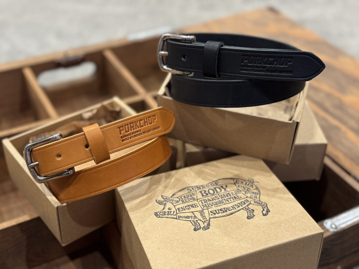 PORKCHOP GARAGE SUPPLY LEATER BELT ポークチョップガレージサプライ レザーベルト