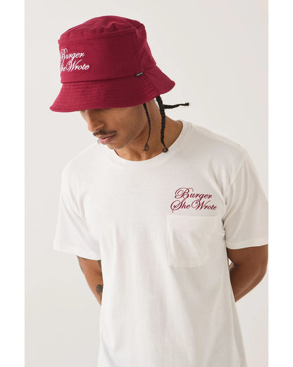 BRIXTON BURGER SHE WROTE POCKET TEE - WHITE