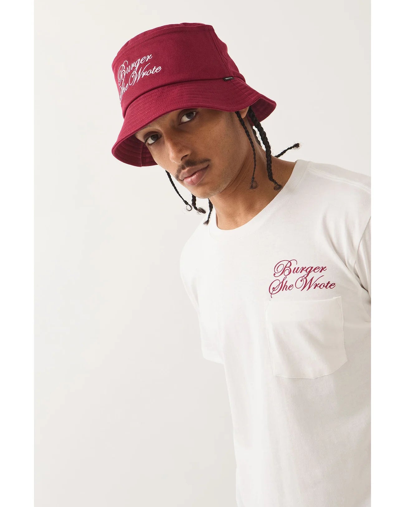 BRIXTON BURGER SHE WROTE POCKET TEE - WHITE