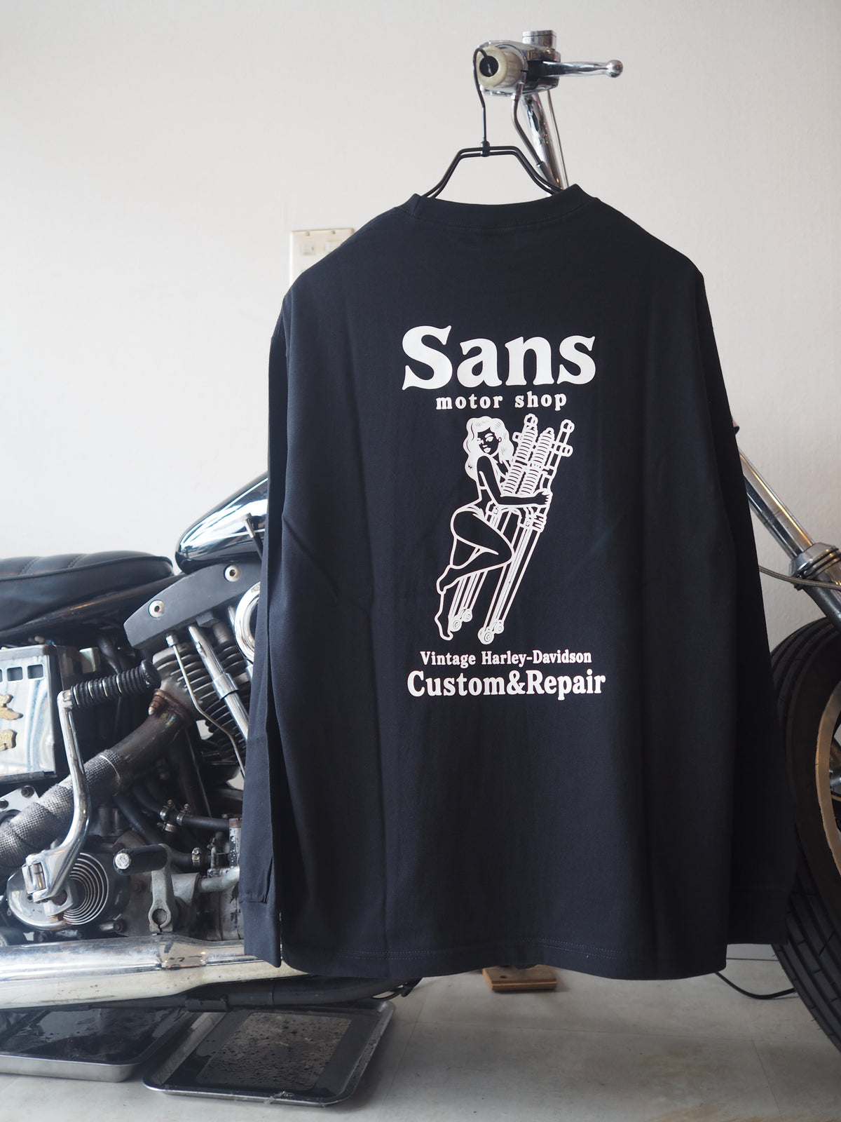 Sans motor shop original graphic long sleeve TEE