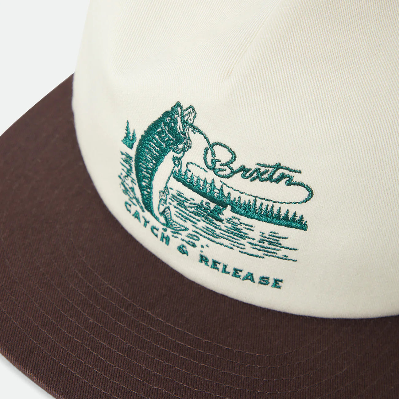 BRIXTON CATCH AND RELEASE HP SNAPBACK OFF WHITE/BROWN ブリクストン キャッチアンドリリース スナップバックキャップ