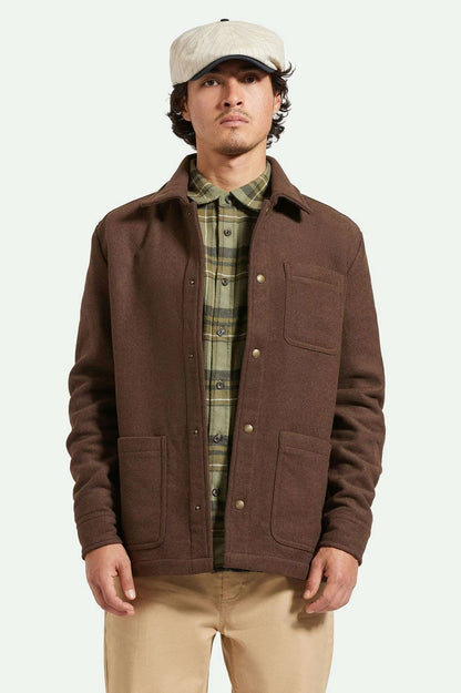 BRIXTON SHOP CHORE COAT-HEATHER PINECONE BROWN