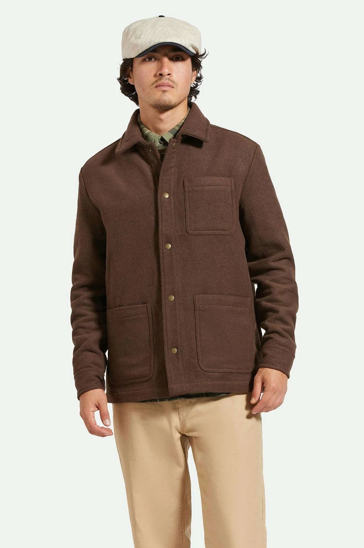 BRIXTON SHOP CHORE COAT-HEATHER PINECONE BROWN