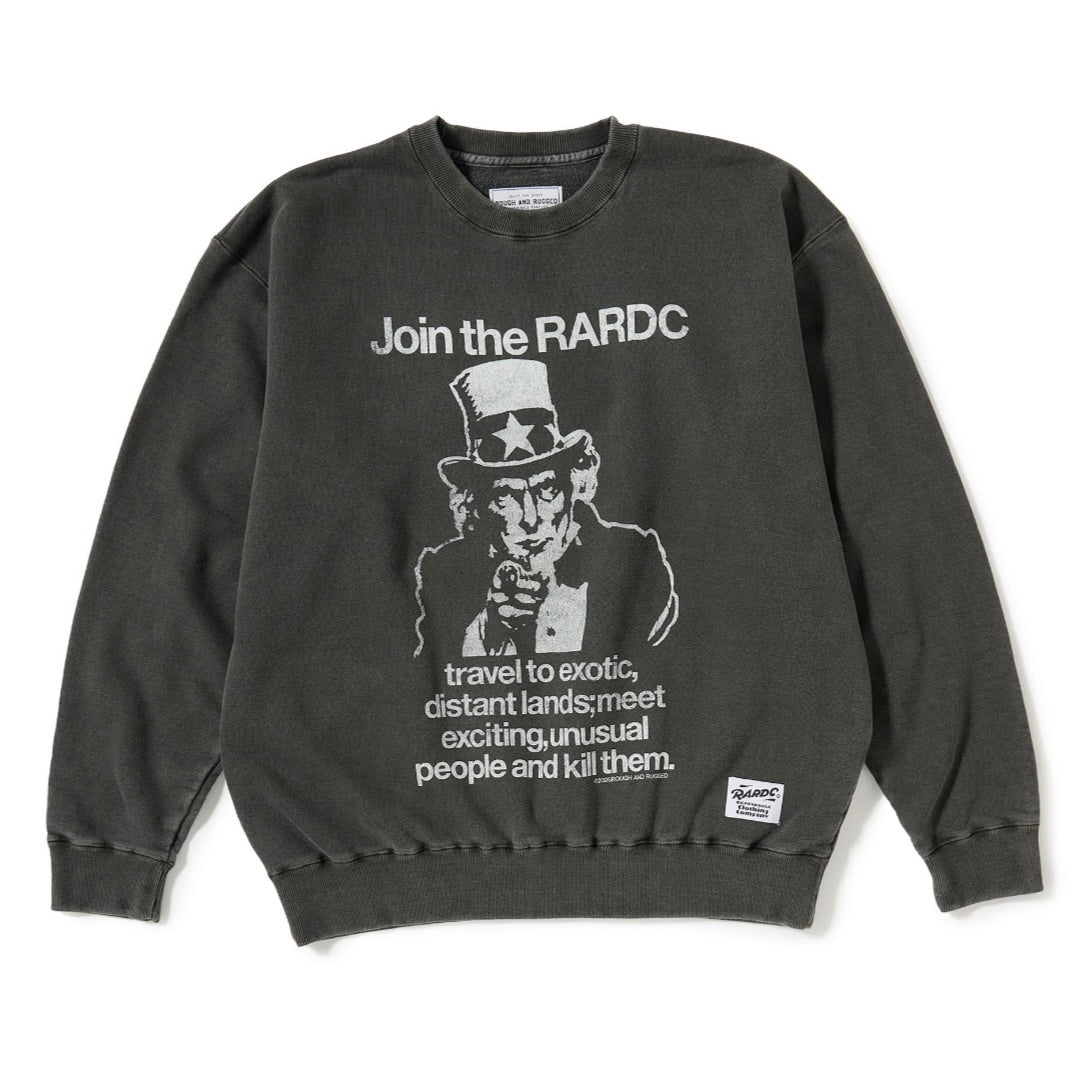 ROUGH AND RUGGED DESIGN CREW SWEAT PIGMENT GRAY / BLACK
